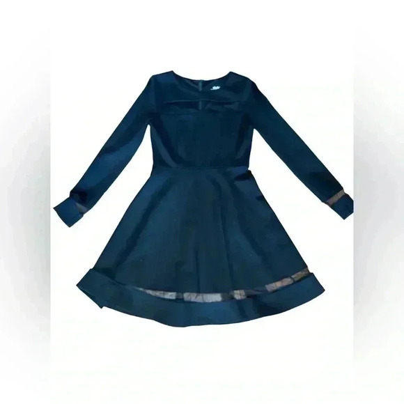 Lulu’s black long sleeve Mini dress with mesh cutout features. Size Small. - Picture 1 of 9
